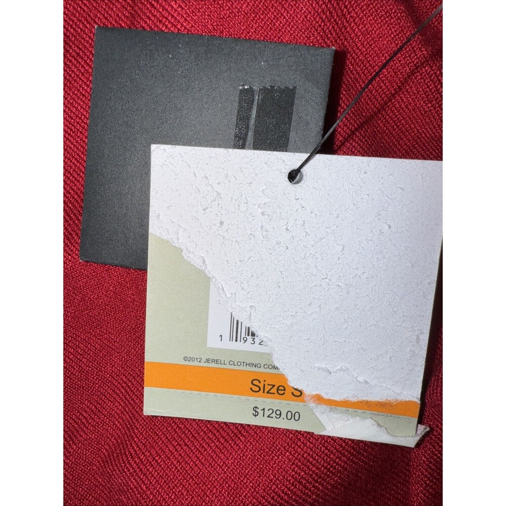 JOHN MARK Red Lightweight Sweater NWT with Patterned L/Sl Elastic Sleeves - Picture 3 of 11